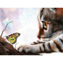Faszinierendes Diamond Painting: Katze beobachtet einen Schmetterling