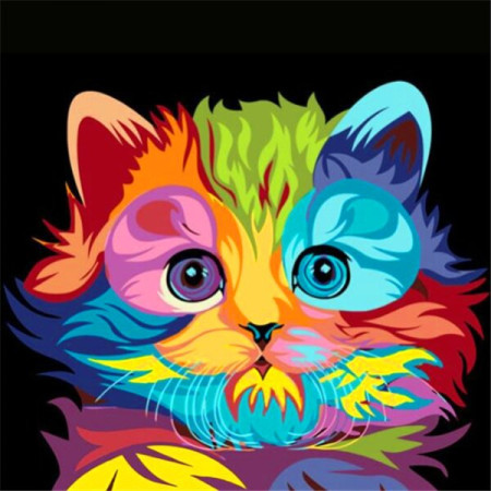 Diamond Painting  Wunderbare Katze mit Farben Kaleidoscope