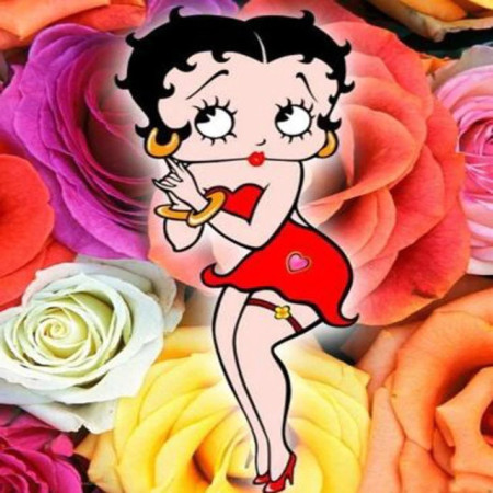 Diamond Painting - Betty Boop mit Rosen