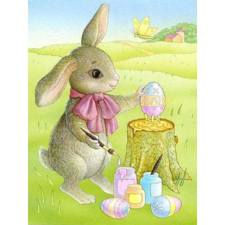 Diamond Painting Kaninchen und Eiermalerei