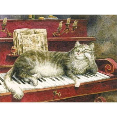 Diamond Painting Klavier mit der Katze