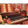 Diamond Painting Klavier mit Pomponette Blumen