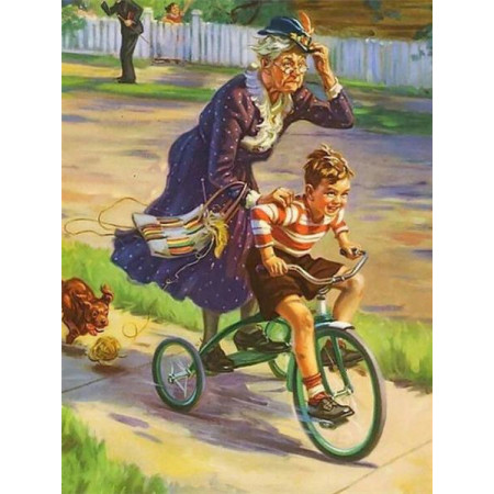 Diamond Painting Grands-Parents und Petits-Enfants A Vélo