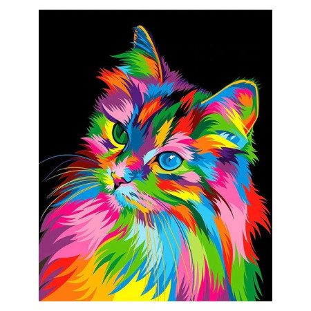 Diamond Painting  Katze Multicolor Elektro-Pop-Art