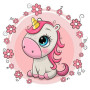 Diamond Painting - Baby Einhorn Rosa Blumen