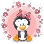 Diamond Painting - Baby Pinguin Rosa Blumen