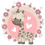 Diamond Painting  – Baby-Giraffe, rosa Blumen