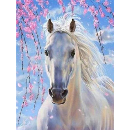 Diamond Painting Cheval Fleurs de Cerisier